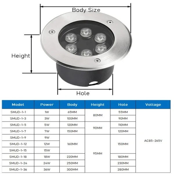 MOQ 4 Pack,Waterproof Led Light Garden Underground Lamp 12W 18W IP65 Outdoor Buried Path Spot Recessed Ground Lighting 85-265V - Image 2