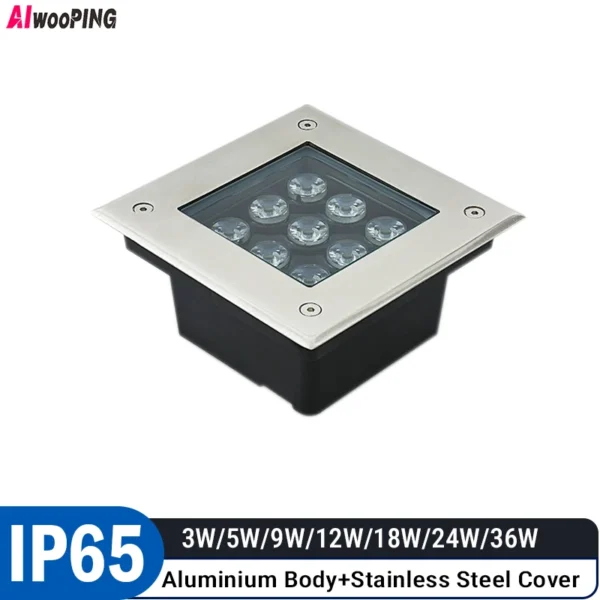MOQ 4 Pack,Waterproof Led Light Garden Underground Lamp 3W 5W 9W 12W 18W IP65 Outdoor Buried Path Spot Recessed Ground Lighting 85-265V
