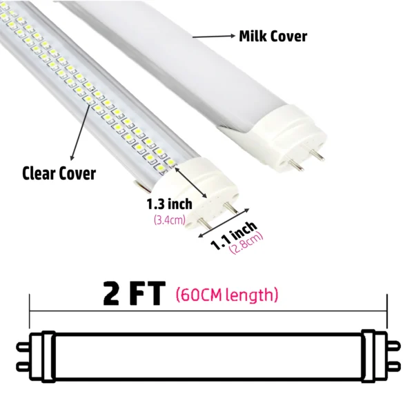 Aiwooping MOQ 10Pack,double chip t8 led tube 2ft 0.6m 20w perfect replacement for fluorescent more brighter and longer livespan - Image 2