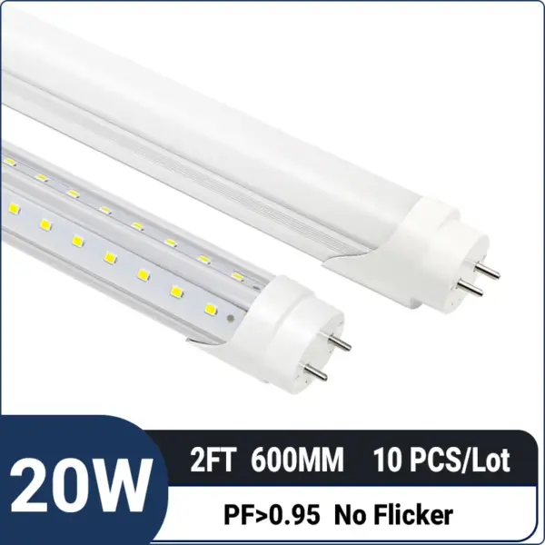 2FT 0.6M 20W 2650LM,G13 interface V shape T8 LED Tube Light – Super Bright LED Shop Light for Garage, Workshop & Warehouse,10 Pack
