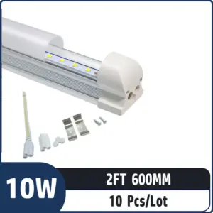 2FT 0.6M 10W 1350LM,T8 Integrated LED Tube Light –Super Bright LED Shop Light for Garage, Workshop & Warehouse,10 Pack