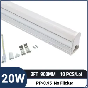 3FT 0.9M 20W 1650LM,T5 Integrated LED Tube Light Kit with Complete Installation Accessories for Commercial and Home Use,shop light,10 pack
