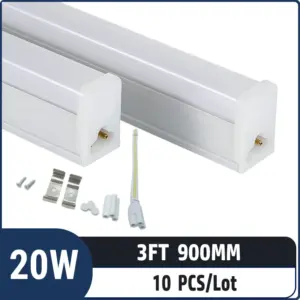 3FT 0.9M 20W 1600LM,T5 Integrated LED Tube Light Kit with Complete Installation Accessories for Commercial and Home Use,shop light,10 pack