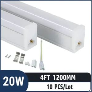 4FT 1.2M 20W/30W 3900LM,T5 Integrated LED Tube Light Kit with Complete Installation Accessories for Commercial and Home Use,shop light,10 pack