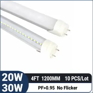 4FT 1.2M 20W 30W 4000LM,G13 Interface T8 LED Tube Light – Super Bright LED Shop Light for Garage, Workshop & Warehouse,10 Pack