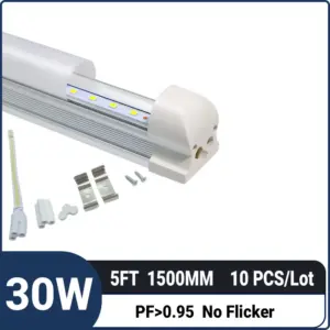 5FT 1.5M 30W 4000LM,T8 Integrated LED Tube Light –Super Bright LED Shop Light for Garage, Workshop & Warehouse,10 Pack
