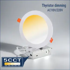 5CCT LED Downlight with Thyristor Dimming – Adjustable Color Temperature (2700K-5000K), AC110V/220V