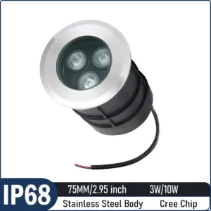 Stainless Steel In-ground Spotlights -Use Cree XPE chip,DC12V input IP68 Waterproof, Available in 75mm/2.95 inch Sizes, Outdoor Landscape Lighting