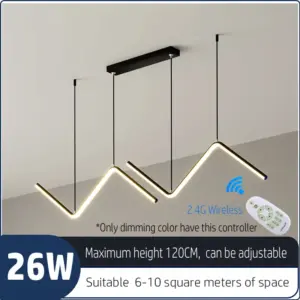 Adjustable LED Ceiling Pendant Light – 26W, Dimmable with Remote Control, Suitable for 6-10 Square Meters, Max Height 120CM