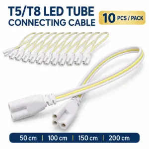T5/T8 LED Tube Connecting Cable, 50cm/100cm/150cm/200cm, 10-Pack